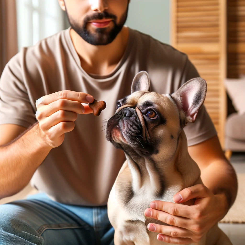 a man feeding a dog